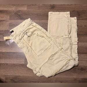 Reason Brand Men’s 36 Frayed Layer Stacked Beige Oatmeal Straight Leg Jeans NWT